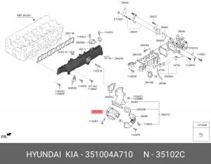 Заслонка HYUNDAI Porter 2 (12-) KIA Bongo 3 (12-) (2.5-A2) дроссельная OE 351004A710 HYUNDAI KIA