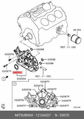 Сальник коленвала передний MITSUBISHI Montero/Pajero sport/Outlander 3L MITSUBIS 1213A027 MITSUBISHI
