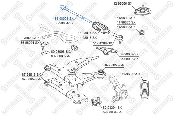 тяга рулевая! без г/у\ Toyota Corolla/RAV4 92-00 55-98003-SX STELLOX
