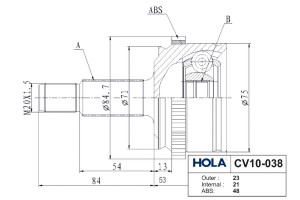 ШРУС ВАЗ Vesta (наружный) КПП JH3/21807 CV10-038 HOLA