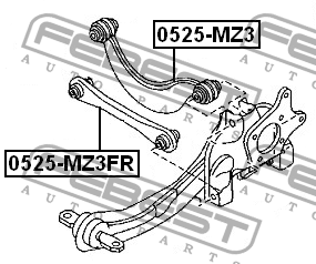 Тяга задняя поперечная верхняя MAZDA 3 (BK/BL), FORD FOCUS II 0525-MZ3FR 0525-MZ3FR FEBEST