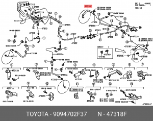 шланг тормозной! задний\ Toyota Land Cruiser 07> 90947-02F37 TOYOTA