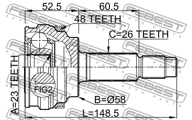 ШРУС наружный 23X58X26 0110-077A48 FEBEST