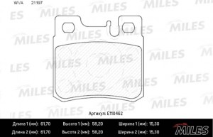 Колодки тормозные задние (Смесь Semi-Metallic) MERCEDES W210/W202/W124/W201/R129 E110462 MILES