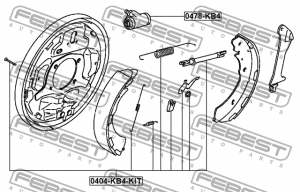 Комплект монтажный барабанных колодок MITSUBISHI L200 KB8T 2005- 0404-KB4-KIT 0404-KB4-KIT FEBEST