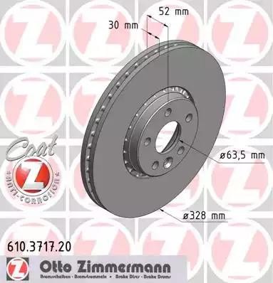 диск тормозной !перед. 328x30/52-5x108 \ Volvo XC60 D4/T5 3.2 08> 610.3717.20 ZIMMERMANN