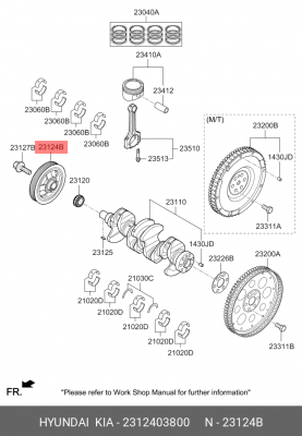Шкив HYUNDAI Solaris (15-),Elantra (18-) коленвала OE 2312403800 HYUNDAI KIA