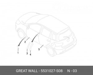 5531027-S08 НАКЛЕЙКА ПЕРЕДНЕЙ ЛЕВОЙ ДВЕРИ ВЕРТИКАЛЬНАЯ HOVER M4 5531027S08 GREAT WALL