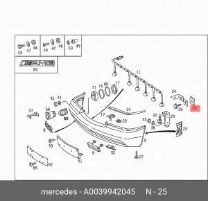 Зажим MERCEDES пластинчатый пружинный под саморез OE A 003 994 20 45 MERCEDES BENZ