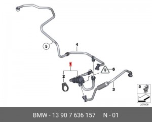 Клапан вентиляции топл.бака с трубопр. 13907636157 13 90 7 636 157 BMW