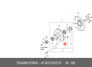 Подшипник ступицы SSANGYONG Korando,Musso,Rexton (02-) передней внутренний OE 4143103210 SSANG YONG