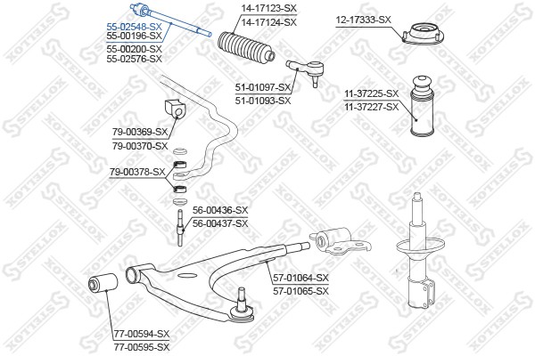 тяга рулевая!\ Daihatsu Gran Move 96> 55-02548-SX STELLOX