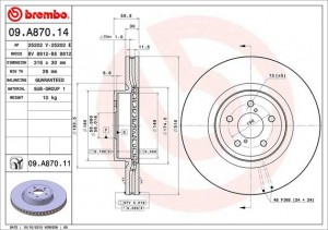 Диск тормозной 09.A870.14 09.A870.14 BREMBO