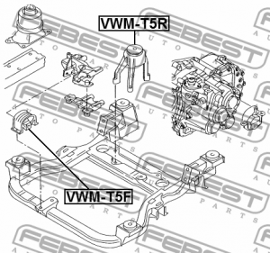 Подушка двигателя передняя VW TRANSPORTER 7J# 2003-2010 VWM-T5F VWMT5F FEBEST