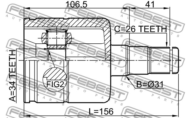 ШРУС внутр левый VW TIGUAN 2311-TATLH 2311-TATLH FEBEST