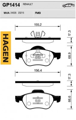 Колодки тормозные дисковые GP1414 GP1414 SANGSIN