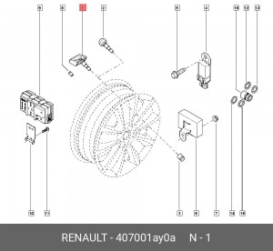 датчик давления в шинах!\ Renault 407001AY0A RENAULT