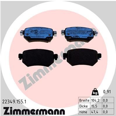 колодки дисковые !задн. 104x47x16 \ Mazda 6 GJ 12> 223491551 ZIMMERMANN