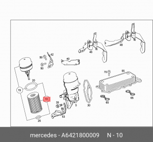 Фильтр масляный MERCEDES C,E,ML,R,G,Sprinter,Vito (3.0 D) OE A 642 180 00 09 MERCEDES BENZ