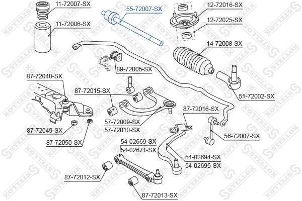 тяга рулевая!\ Mitsubishi Galant E52-E57 92-96 55-72007-SX STELLOX
