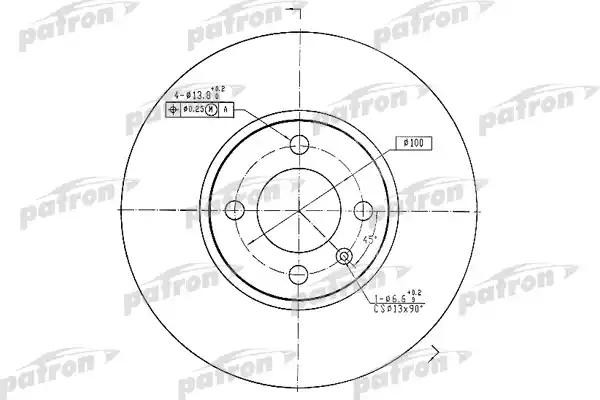 Диск тормозной VW Passat (93-96) SEAT Toledo (95-99) передний (1шт.) PATRON PBD1532 PATRON