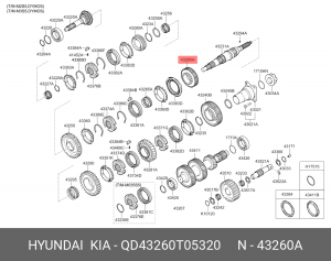 Шестерня КПП HYUNDAI HD65,78 (M035S5) вала вторичного 3-й передачи OE QD43260T05320 HYUNDAI KIA
