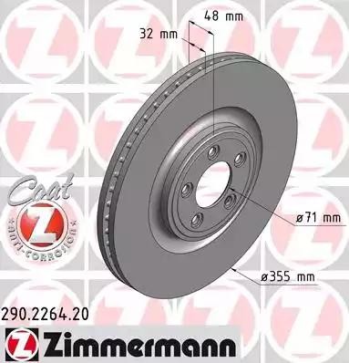 диск тормозной !перед. 355x32/48-5x108 \ Jaguar XF/XJ/XK/S-Type 4.2/5.0/3.0D 09> 290.2264.20 ZIMMERMANN