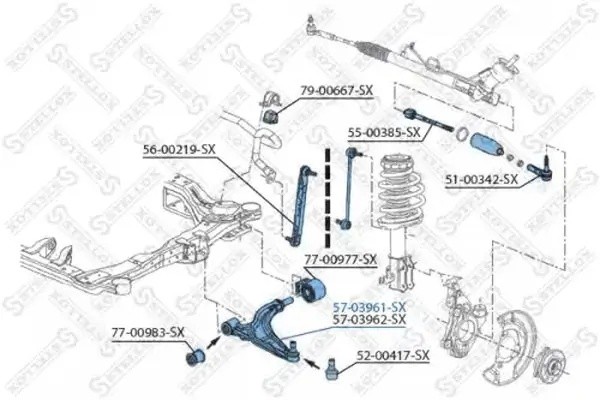 рычаг левый!\ Opel Astra J 1.4-1.6/1.4-1.6Turbo/1.3-2.0CDTi 09> 5703961SX STELLOX