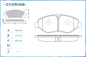 Тормозные колодки передние Low Metallic C11CR1039 C11CR1039 CWORKS