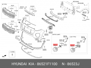 Накладка отверстия противотуманной фары бампера 86521F1100 HYUNDAI