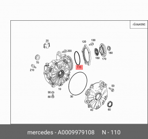 Кольцо уплотнительное редуктора переднего моста 0009979108 A 000 997 91 08 MERCEDES BENZ