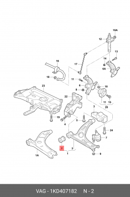 Сайлентблок рычага, тяги 1KD407182 1KD 407 182 VAG