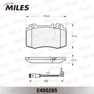 Колодки тормозные передние (с датчиком) (Смесь Low-Metallic) (MB C209/W203/W211/ E400285 MILES