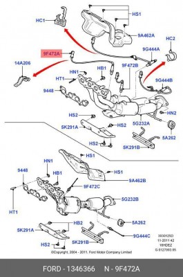 лямбда-зонд!\ Ford C-Max/Focus-II/III 1.6 1346366 FORD