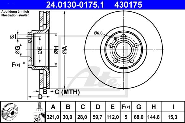 AUDI A6/A8 2004> 321MM 321x30mm 24.0130-0175.1 ATE