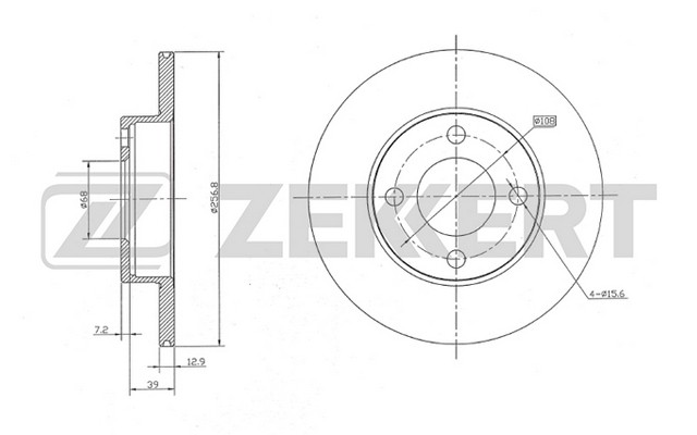 ДИСК ТОРМ. ПЕРЕД. AUDI 80 IV 86- 90 II 87- 100 76- BS-5071 ZEKKERT