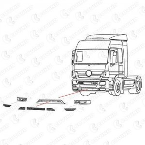 Накладка центральная в среднюю часть спойлера MB Actros MP3 (узкий) 943105 COVIND