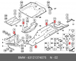 клипса пластмассовая крепления подкрылка!\BMW E81/82/87/88/F20, 3 E36/46/90/F30, 63 12 1 374 075 BMW