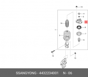 Опора амортизатора SSANGYONG Actyon (10-) переднего OE 4432234001 SSANG YONG