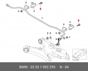 Болт с шестигранной головкой с шайбой 33 55 1 092 295 BMW