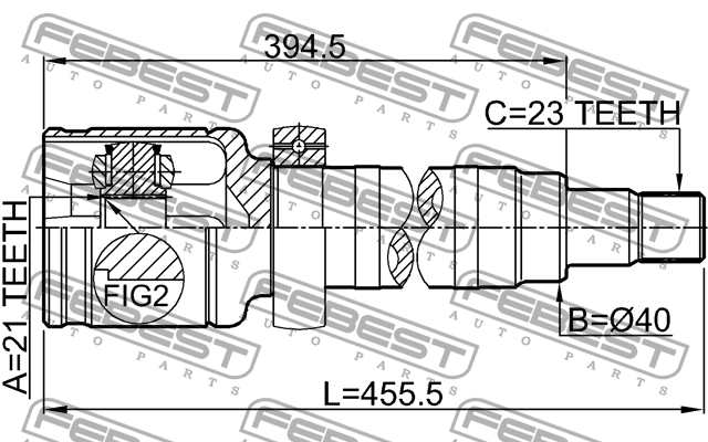 ШРУС внутр правый FORD FIESTA/FUSION (CBK) 2001-2008 2111-FUSMTRH 2111-FUSMTRH FEBEST