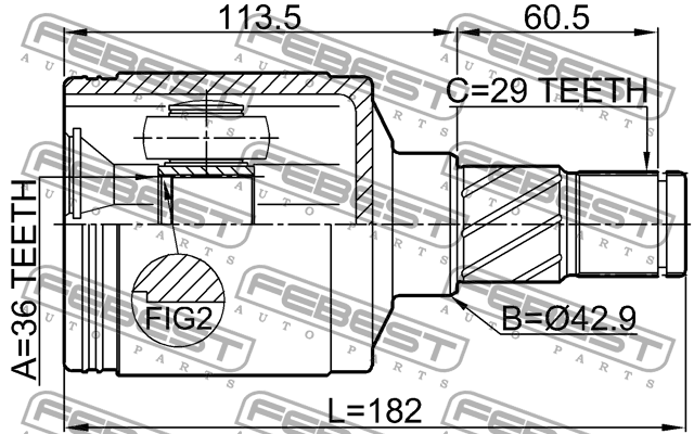 ШРУС внутренний левый! 36X42.9X29\ Jeep Grand Cherokee 04> 2011-COMLH FEBEST