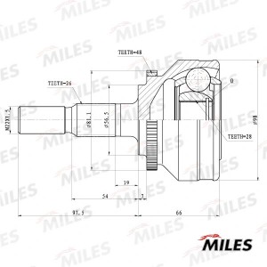 ШРУС наружный VOLVO 850/C70/S70/V70 2.0-2.5 93-02 (с ABS) (GKN 302192) GA20504 GA20504 MILES