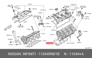 прокладка ГБЦ левая!\ Nissan Murano II (Z51) 3.5 VQ35DE 08> 11044-9N01B NISSAN