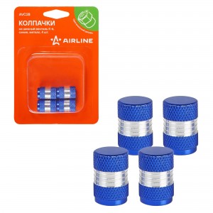 Колпачки на шинный вентиль K-6, синие, металл, 4 шт. (AVC28) AVC28 AIRLINE