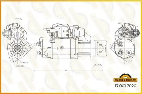 Стартер Premium 12V, 7 kW 12 зубцов о.н VOLVO 20430285 — 2 года безусловной гара 170017020 SONDER