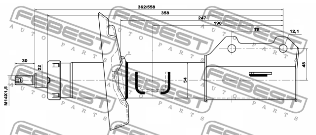 Амортизатор передн левый OPEL ASTRA J, CHEVROLET CRUZE 10660617FL 10660617FL FEBEST