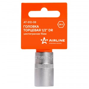 Головка торцевая 1/2" (15) "AIRLINE" (6 граней) пласт. подвес AT-S12-08 AIRLINE