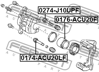 Втулка направляющ передн суппорта нижняя LEXUS RX300/330/350 4WD (03-08) 0174-AC 0174-ACU20LF FEBEST