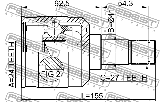 р-кт внутреннего ШРУСА!\Mitsubishi Galant EA2A/EA3A/EA5A 96-03 0411-EA FEBEST